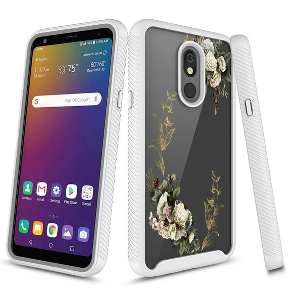 LG Stylo 5 Case, KAESAR Graphic Design Shockproof Impact Resistant Protective Full-Body Rugged Clear Hybrid Bumper Case for LG Stylo 5 (White Flower)