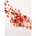 thumbnail image 4 of Nvzi Horquillas para el pelo de boda con flores para novias, peinetas con perlas de cristal, pinzas para el pelo, accesorios para el pelo de boda dorados, joyas, color rojo, 4 of 4