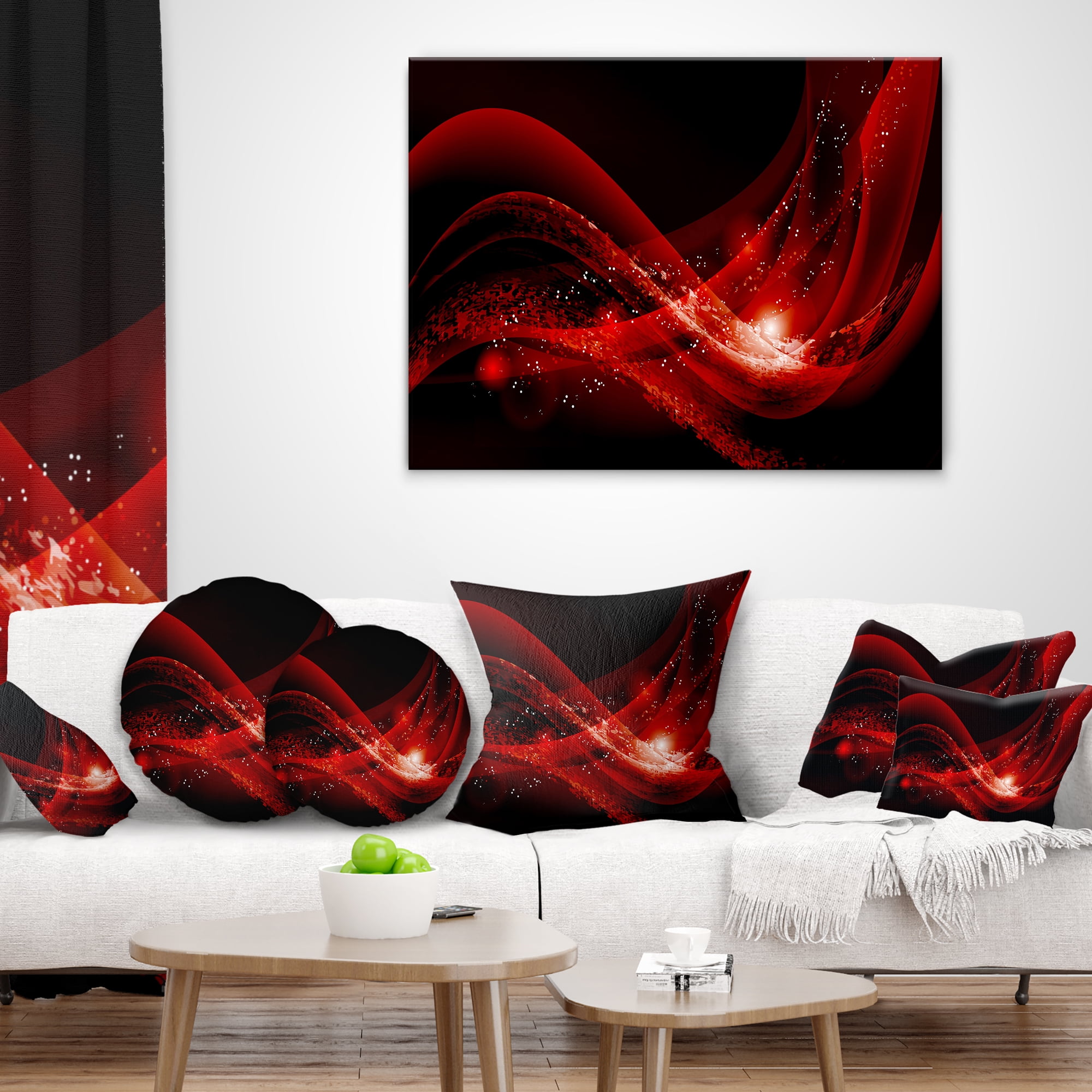 Designart Dark Red Vector Illustration - Abstract Throw Pillow - 18x18