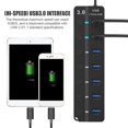 thumbnail image 4 of Hub USB 3.0 de 7 Puertos 5GB/S de Alta Velocidad con Interruptor de Llave Adaptador de Alimentación HUB USB para PC, Interruptores de Alimentación Individuales e Indicadores LE Partes Electronicas Octpeak No, 4 of 7