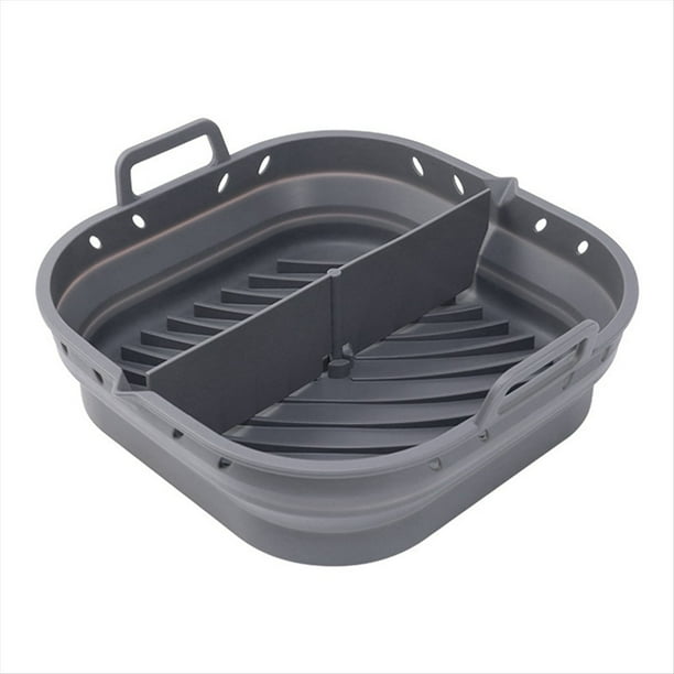 Freidora de Aire Placa de Silicona Cuadrada Reutilizable Freidora de Aire Accesorios de Cocina Herramienta Plegable para Freidora de Aire de 8,5 Pulgadas Molde para Hornear Gris
