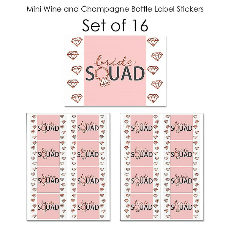 Big Dot of Happiness Rustic Kraft - Mini Wine and Champagne Bottle Label  Stickers - Will You Be My Bridesmaid Gift for Women and Men - Set of 16