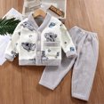 thumbnail image 3 of WOYY Toddler Girls Flannel Pajamas Autumn Winter Thicken Warm Sleepwear Button Top Pants Pjs Set, 3 of 3