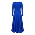 thumbnail image 4 of Zaldita Kids Girls Praise Dance Dress Long Sleeve Liturgical Lyrical Robe Worship Church Maxi Swing Skirt Dancewear Royal Blue 8, 4 of 7