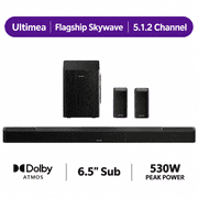 ULTIMEA 5.1.2ch Sound Bar with Dolby Atmos, Surround Sound System for TV with 2 Surround Speakers, Sound Bar for Smart TV, Soundbar with Subwoofer for Home Theater, BT 5.4, HDMI eARC, Skywave Series