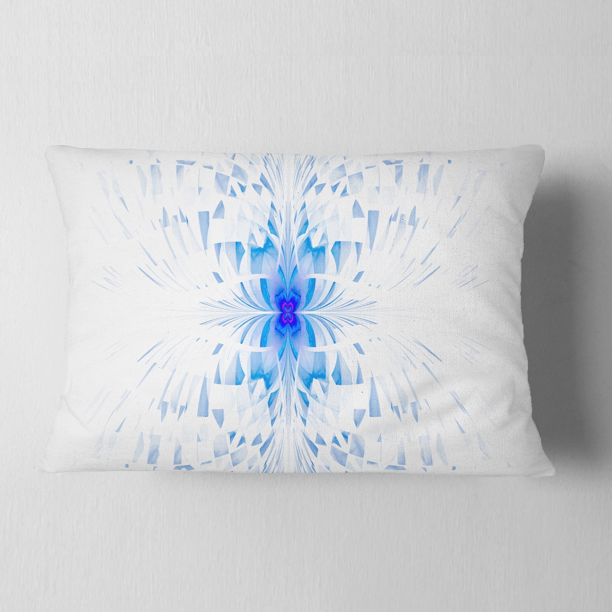 Designart Blue Butterfly Outline on White - Abstract Throw Pillow - 12x20