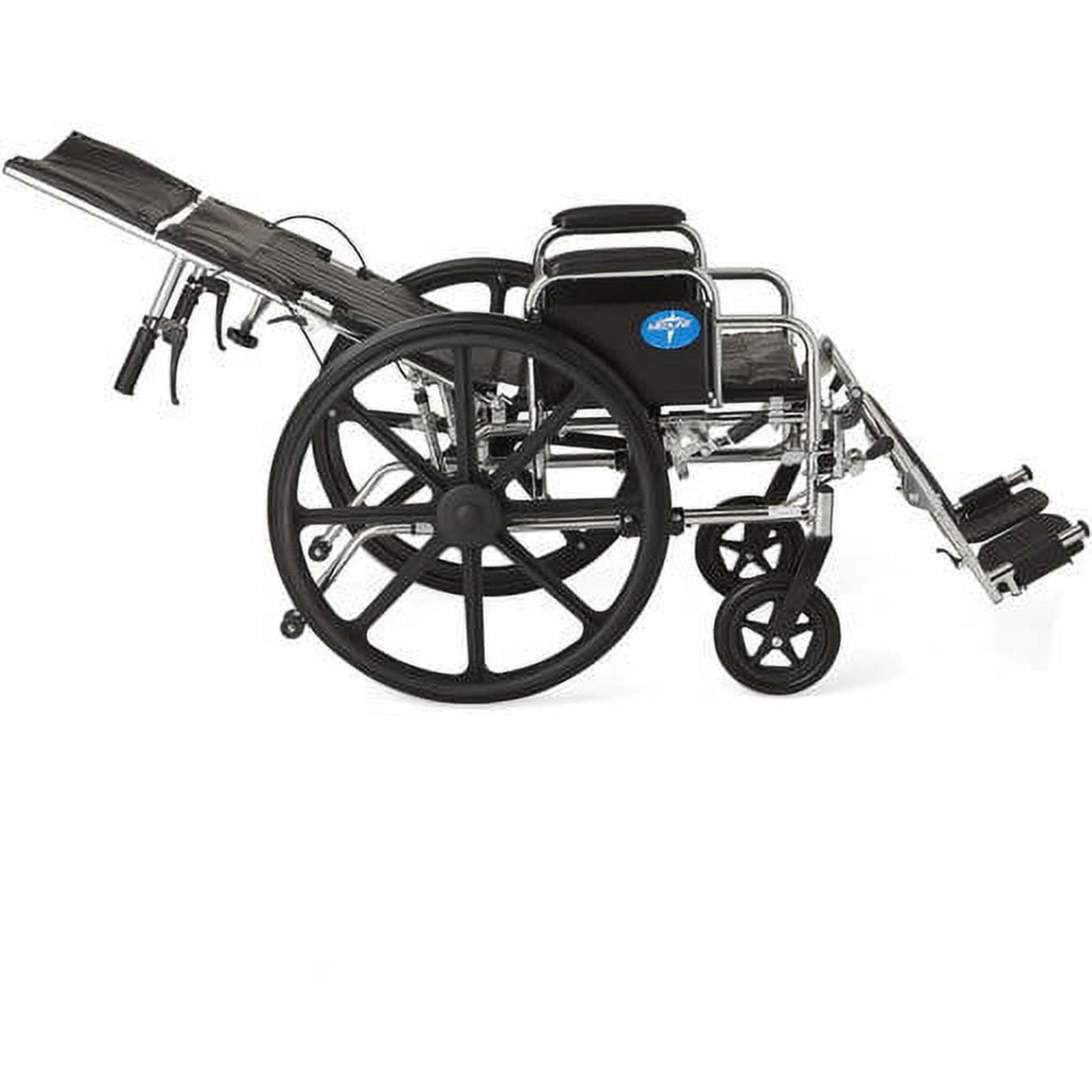 Medline Excel Reclining Wheelchair, 22" Wide Seat, Desk-Length Removable Arms, Elevating Leg Rests