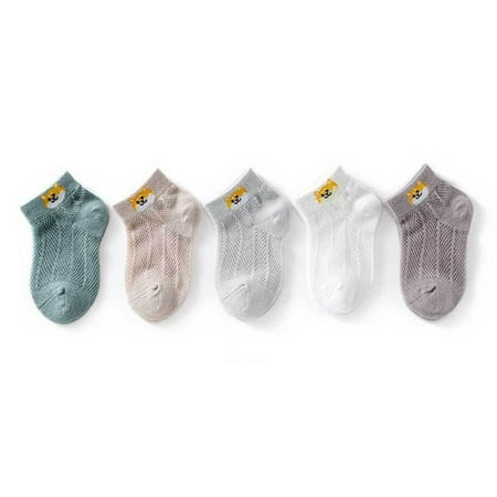 

5Pairs Baby Kid Soft Mesh Sheer Ultra Thin Summer No Show Ankle Socks Cute Animal Design with Elastic Ankle for Boys Girls