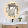 thumbnail image 4 of Palme Round 32" Framed in Matt Black Modern Bathroom/Vanity LED Lighted Wall Mirror, 4 of 5