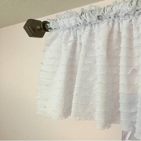 White Ruffle Valance Curtain Window Treatment For Home Decor