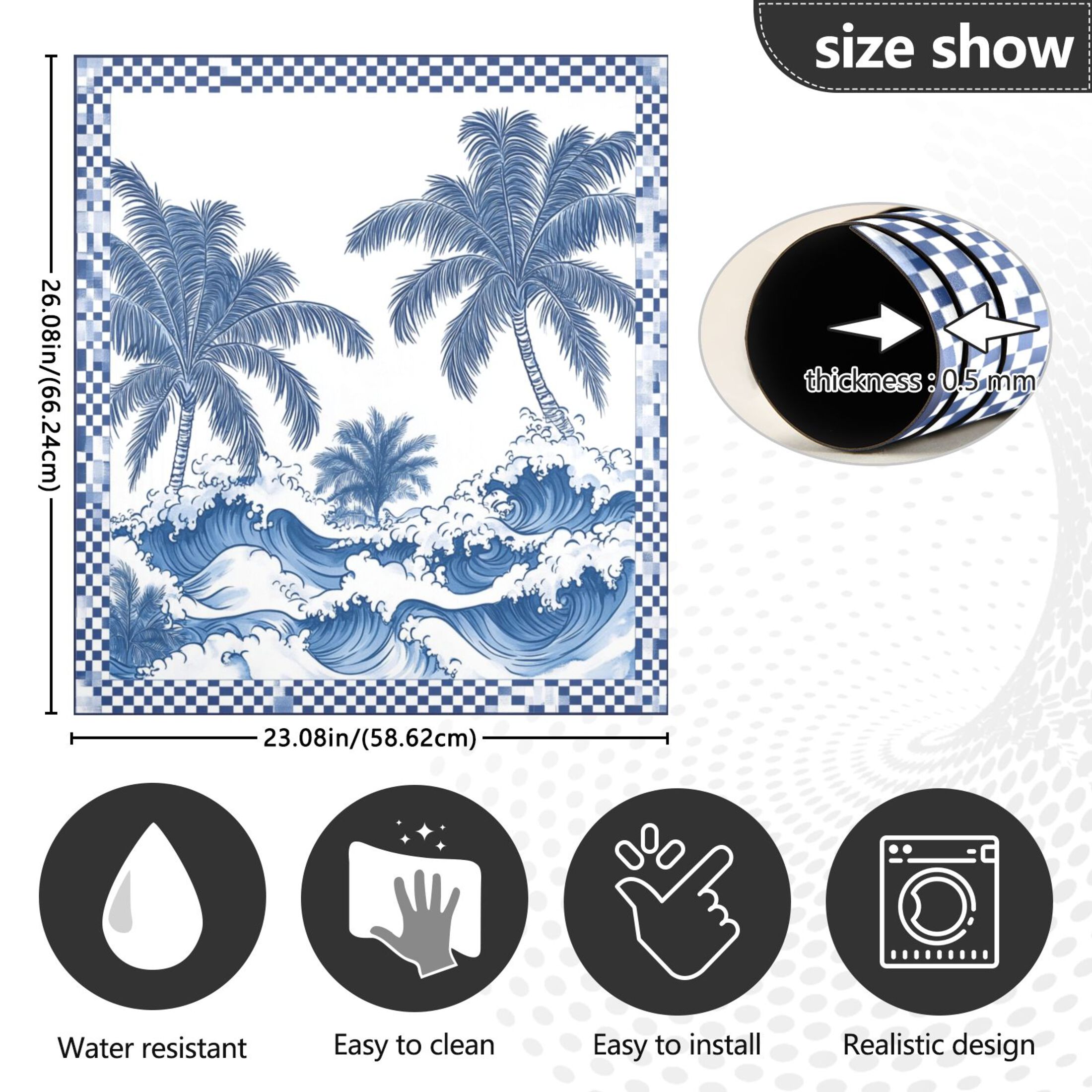 Dishwasher Magnetic Sticker 23x26 Inch Refrigerator Magnetic Sticker Washing Machine Magnetic Sticker Kitchen Panel Magnetic Sticker Home Decor Beautiful Blue Coconut Tree