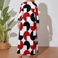thumbnail image 5 of Geometric Retro Style Black Red White Long Sleeved Dress prom dresses elegant chic wedding evening dresses cute dress, 5 of 7