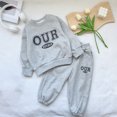 thumbnail image 4 of Godderr 3-8Y Kids Toddler Baby Pullover Sweatshirt Outfits for Boys Girls Fleece Tracksuit Set Lettering Prints Sweatsuit Tops +jogging Pants Fall Winter Unisex Set 2PCS, 4 of 7