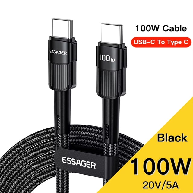 100W USB Type-C to USB-C Fast Charging Cable, 3M Length, Compatible with MacBook, Samsung, and Xiaomi Devices