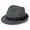 Grey & Black, variant on 100% Wool Felt Panama Fedora Hat Short Brim Trilby Flat Hat for Men Women for Bigger Head - Black - L