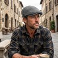 thumbnail image 7 of Byfri Men's Cotton Flat Cap Grey Adjustable Newsboy Hat Breathable Beret-Style for Golf Driving Travel, 7 of 7