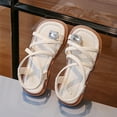 thumbnail image 4 of Piuwrlz Versatile Glitter Espadrilles Sandals for Little Girls Peep Toe Shoes New Pull-On Dress Flats White Size 36, 4 of 7