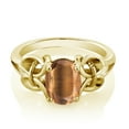 thumbnail image 2 of Gem Stone King 1.50 Ct Oval Brown Tiger Eye 18K Yellow Gold Plated Silver Ring, 2 of 5