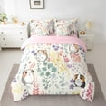 thumbnail image 2 of 7Pcs Guinea Pig Flower Full Comforter Set with Sheets,Cute Animal Print Floral Bed in a Bag,Colorful Flowers Bedding Set with Fitted Sheet,Flat Sheet,Pillowcases, 2 of 5