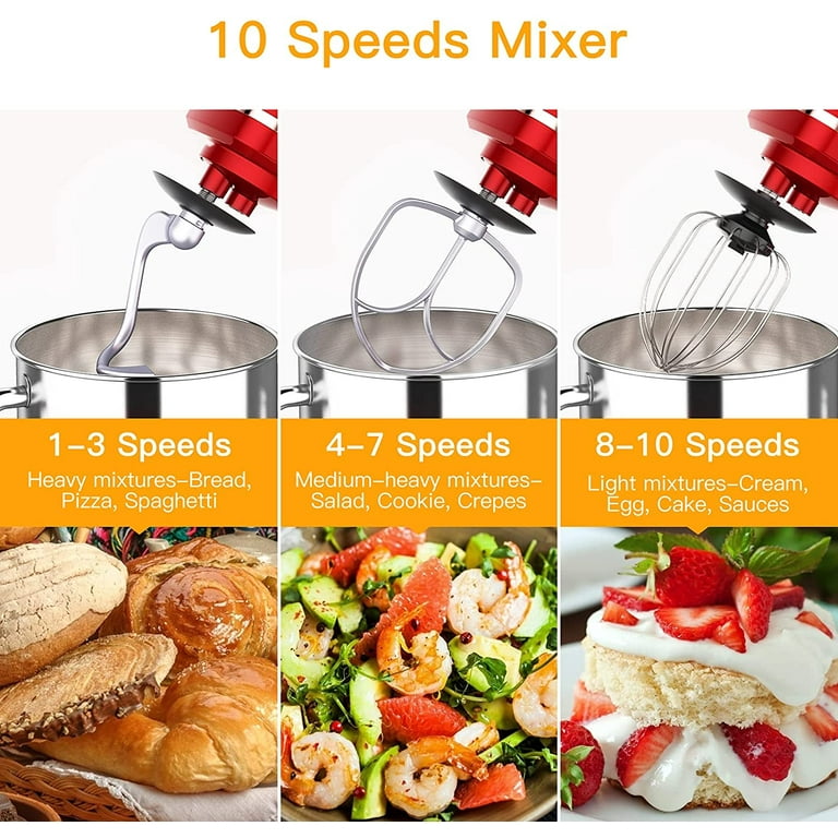Stand Mixer, 7.5QT Kitchen Electric Food Mixer 10-Speed Tilt-Head Dough  Mixer for Baking&Cake, with Stainless Steel Bowl, Whisk, Dough Hook,  Beater, Splash Guard (660W)