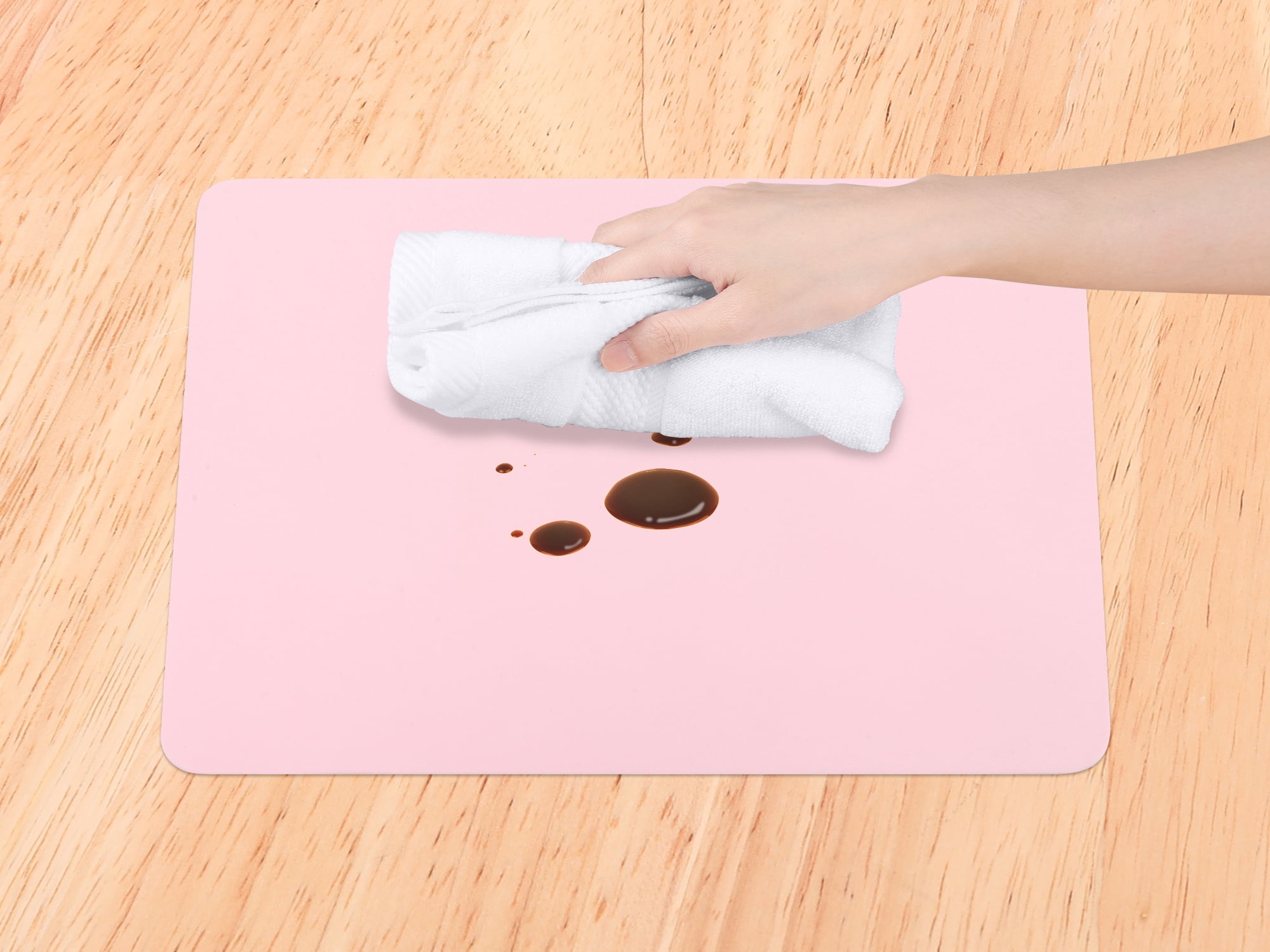 Unique Bargains Set of 6 Silicone Placemats for Kitchen Dining Table Decor Pink