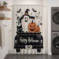 thumbnail image 2 of Halloween Shower Curtain - Water Repellent Fabric Shower Curtains Washable, Funny Ghost Pumpkins Black Cat Truck Spooky Decorative Polyester Cloth Bathroom Curtains Modern Bath Decor 72"x72", 2 of 8