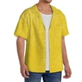 thumbnail image 4 of Balery Yellow Glitter Men's Casual Button Down Shirt Short Sleeve Textured Summer Cuban Beach Shirts-4X-Large, 4 of 7