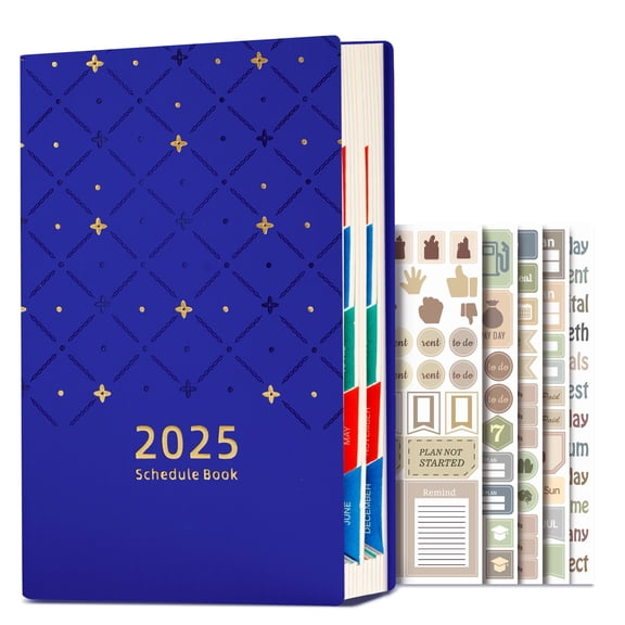Grobro7 A5 Weekly Monthly Planner Notebook with Stickers, Blue,6 Count