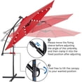 thumbnail image 5 of Topeakmart 10 ft Outdoor Hanging Cantilever Umbrella with 32 LED Lights & Adjustable Tilt, Red, 5 of 7