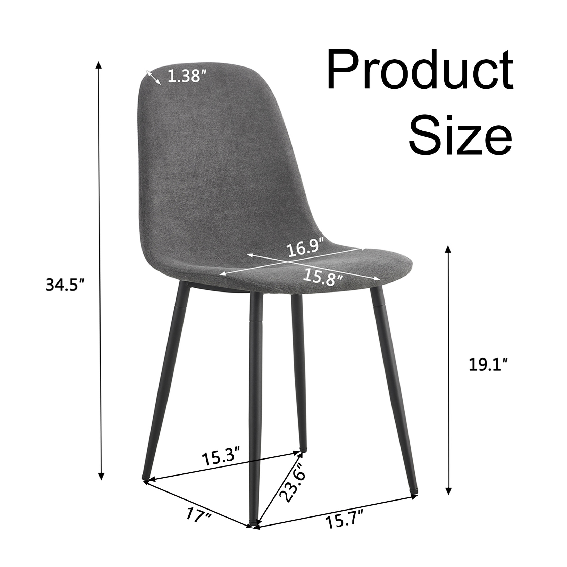 Noble House 55" Modern Dining Table and Chairs, MDF Wooden Top, Black Metal Legs, Rustic Industrial, Dark Gray
