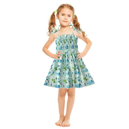 

Edvintorg 1-6 Years Kids Girls Sleeveless Flower Sundress Clearance Summer Beach Strap Princess Dress Cotton Children Clothes Girls Casual Dresses