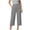 Gray, variant on Utoimkio Women's Pleated Linen Capri Pants High Rise Button Closure Roll Hem Relaxed Fit Cropped Wide Leg Trousers with Functional Pockets