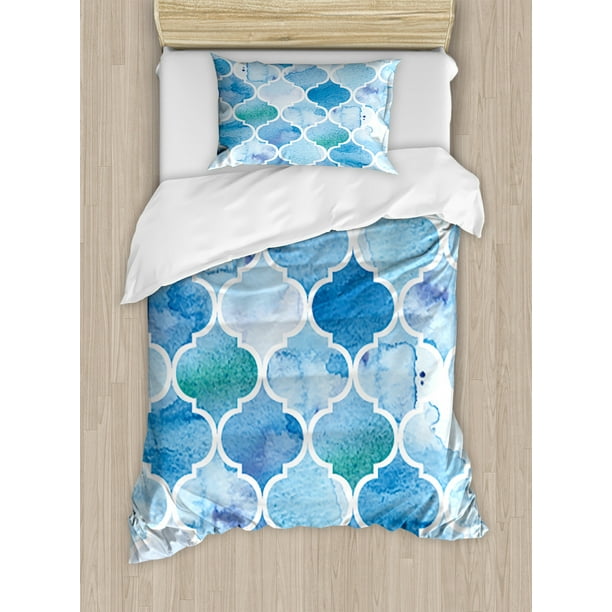 Watercolor Duvet Cover Set Abstract Moroccan Trellis Geometric Pattern Curves Persian Mosaic Design Decorative Bedding With Pillow Shams Blue Baby By Ambesonne Com - Baby Blue King Bedding Watercolor Duvet Cover Set Abstract Moroccan Trellis Geometric Pattern Curves Persian Mosaic Design Decorative Bedding With Pillow Shams Blue Baby By Ambesonne Com - Baby Blue King Bedding