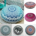 thumbnail image 4 of Coussin Rond 43x43cm Épais en Lin pour Chaise de Bureau, Housse de Coussin de Méditation Imprimé Fleuri Pouf Rétro Boho, 4 of 6