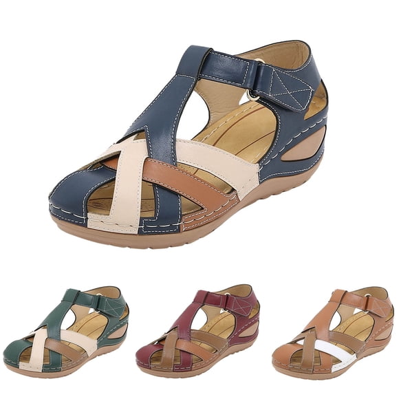 Sandales de Pêcheur pour Femmes à Blocs de Couleur, Compensées à Rayures, Antidérapantes, Bout Fermé, Plates, à Enfiler, Chaussures d'Été pour l'Extérieur et la Plage, Rouges, Taille 9,5
