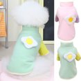 thumbnail image 2 of Soft Pet Fleece Shirt - Durable, Hemming, Cartoon Print, Comfortable, Washable, Keep Warm, Casual Poached Egg Pattern Pet Shirt for Winter, 2 of 8