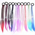 thumbnail image 1 of 8 extensiones de cabello con trenzas de colores para niños: extensión de cola de caballo arcoíris con lazos y bandas elásticas., 1 of 5