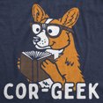 thumbnail image 2 of T-shirts Amusants pour Femmes Cor Geek Sarcastique T-Shirt Graphique Corgi pour Dames (Heather Navy - Cor Geek) - S, 2 of 3