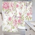 thumbnail image 4 of Pink Purple Flower Shower Curtain for Bathroom Decor 72Wx72H Rustic Floral Blooming Watercolor Peony Rose Plant Green Leaves Art Printed Fabric Polyester Waterproof 12 Pack Plastic Hooks, 4 of 6