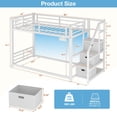 thumbnail image 3 of Twin Over Twin Bunk Bed with Storage Stairs, Movable Charging Station and LED Lights, White, 3 of 9