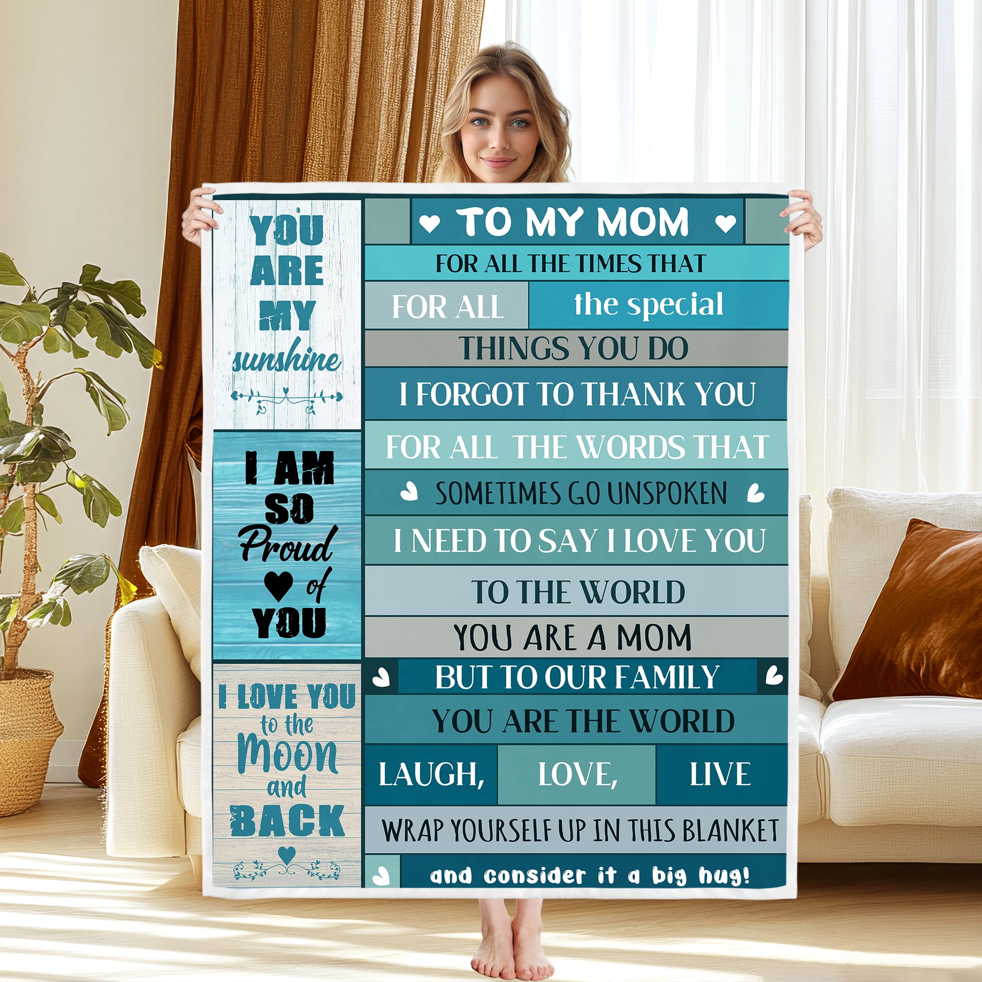 Soft Warm Mom Blanket - Birthday Gift Blanket for Mom Happy Mothers Day Throw Gift for Mother, Wife, Grandma from Daughter, 50"x60"