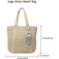 thumbnail image 4 of Straw Bag Large Beach Bag for Women Summer Woven Tote Bag with Zipper Lightweight Shoulder Handbags for Vacation, 4 of 7