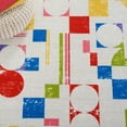 thumbnail image 6 of SAFAVIEH Kids Playhouse Abstract Shapes Machine Washable Area Rug, Ivory/Red, 5' x 5' Round, 6 of 8