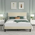 thumbnail image 1 of VECELO Twin/Full/Queen Bed Frame with Adjustable Height Upholstered Headboard, Strong Wood Slat Support, No Box Spring Needed, Beige, 1 of 6