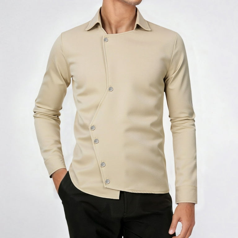 NAFUU Mens Dress Shirts Fashion Asymmetric Placket Shirt Unique Men's Slim Fit Long Sleeve Gothic Button Up Shirts Party Tops Versatile Mens Shirts NAFUU Mens Dress Shirts Fashion Asymmetric Placket Shirt Unique Men's Slim Fit Long Sleeve Gothic Button Up Shirts Party Tops Versatile Mens Shirts