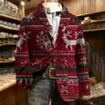 thumbnail image 2 of Lcziwo Men's Christmas Suit Jacket Xmas Party Prom Printed Suit Jacket Corduroy Three Buttons Casual Sports Coats Single Breasted Lapel Coats Red,M, 2 of 7