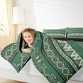 thumbnail image 3 of jejeloiu Retro Boho Aztec Queen Comforter Set,Rustic Farmhouse Tribal Bedding Sets,Green Bohemian Triangle Rhombus Bedding Comforter Set For Teens,Microfiber Bedroom Decor Reversible,3 Pieces, 3 of 7