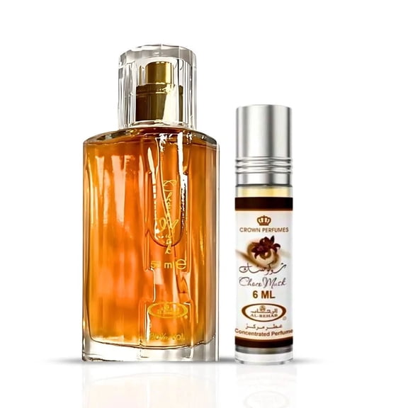 Choco Musk Eau de Parfum Spray 50ml (1.7 oz) & Roll-On 6ml (0.2 oz) by Al Rehab (Bundle)