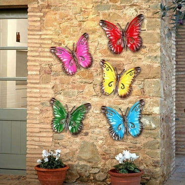 Colorful 3D Metal Butterfly Yard Decor Hollow Out Butterfly Garden Large Decorative Wall Art Fence Sculpture Ornament