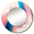 thumbnail image 2 of Designart "Waves of Pink and Gold" Abstract Round Mirror Wall Decor Modern - Large Pink Round Bathroom Mirror - Round Mirror - 29" x 29", 2 of 6